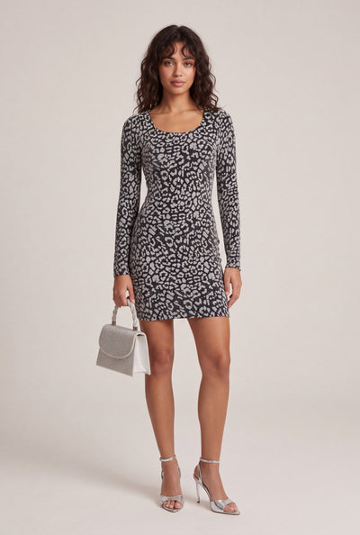 Patterned Cutout Back Mini Dress