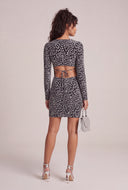 Patterned Cutout Back Mini Dress