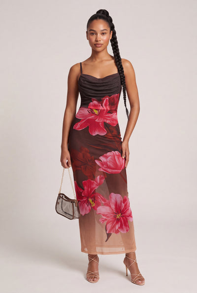 Floral Cowl Neck Maxi Dress