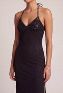 Sequin Halter Maxi Dress