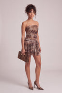 Patterned Tie Waist Mini Dress