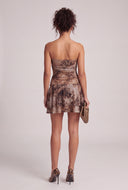 Patterned Tie Waist Mini Dress