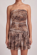 Patterned Tie Waist Mini Dress