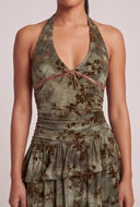 Asymmetrical Tiered Ruffle Mini Dress