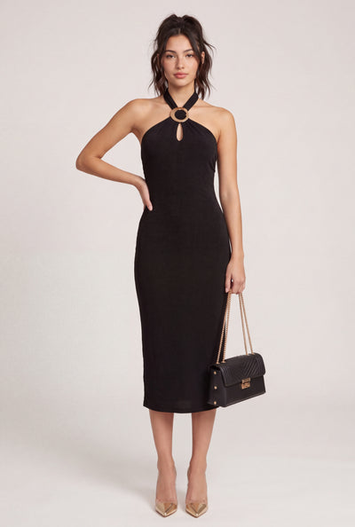 Keyhole Halter Midi Dress