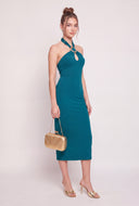 Keyhole Halter Midi Dress