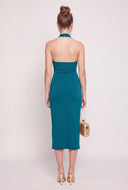 Keyhole Halter Midi Dress
