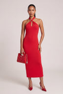 Keyhole Halter Midi Dress