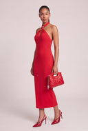 Keyhole Halter Midi Dress