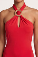 Keyhole Halter Midi Dress