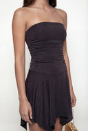 Helen Ruched Handkerchief Hem Strapless Dress