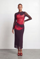 Floral Mesh Long Sleeve Maxi Dress