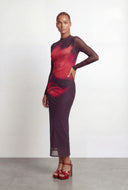 Floral Mesh Long Sleeve Maxi Dress