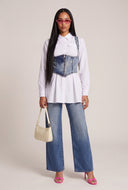 Denim Corset and Shirt Set