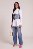 Denim Corset and Shirt Set