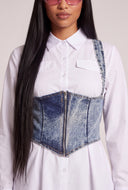 Denim Corset and Shirt Set