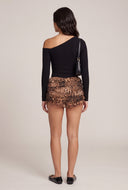 Nylah Leopard Print Ruffle Shorts