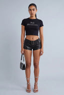 Vegan Leather Buckle Hot Pants