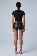 Vegan Leather Buckle Hot Pants