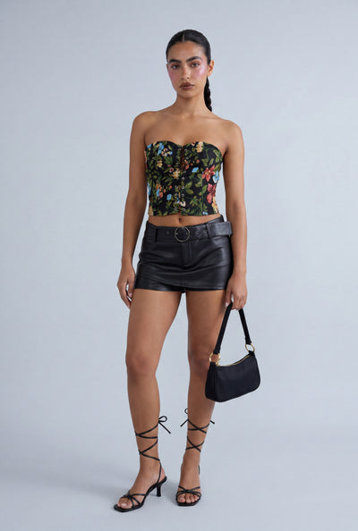 Vegan Leather Belted Skort