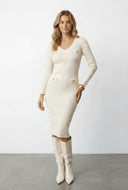 Leia Contrast Trim Rib Knit Sweater Dress