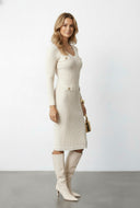 Leia Contrast Trim Rib Knit Sweater Dress