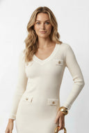 Leia Contrast Trim Rib Knit Sweater Dress