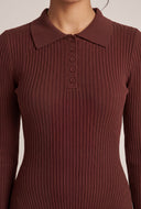 Rib Knit Polo Dress