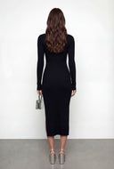 Alaina Collared Rib Knit Midi Sweater Dress