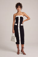 Contrast Strapless Midi Dress