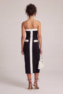 Contrast Strapless Midi Dress