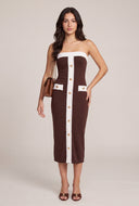 Contrast Strapless Midi Dress