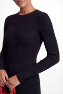 Rib Knit Long Sleeve Sweater Dress