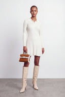 Rib Knit Collar A-Line Mini Dress
