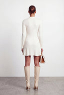 Rib Knit Collar A-Line Mini Dress