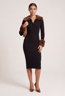 Faux Fur Trim Sweater Dress