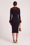 Faux Fur Trim Sweater Dress