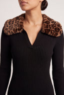 Faux Fur Trim Sweater Dress