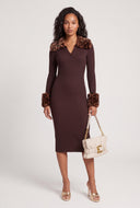 Faux Fur Trim Sweater Dress