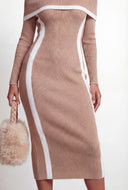 Contrast Off The Shoulder Midi Dress