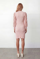Sylvie Bow Sleeve Rib Knit Sweater Dress