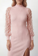 Sylvie Bow Sleeve Rib Knit Sweater Dress