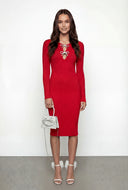 Jessica Rhinestone Bow Keyhole Midi Dress