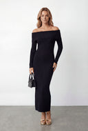 Ribbed Off The Shoulder Maxi Sweater Dress