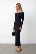 Ribbed Off The Shoulder Maxi Sweater Dress