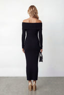 Ribbed Off The Shoulder Maxi Sweater Dress