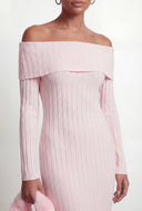 Ribbed Off The Shoulder Maxi Sweater Dress