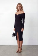 Adalynn Zip Front Fold Over Midi Dress