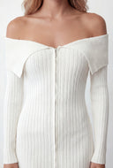 Adalynn Zip Front Fold Over Midi Dress
