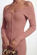 Adalynn Zip Front Fold Over Midi Dress